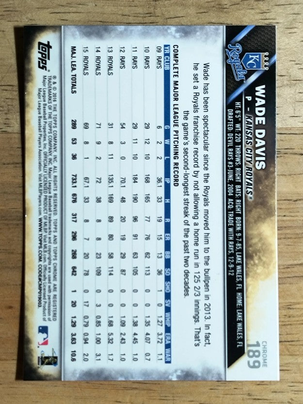 2016 Topps Chrome #189 Wade Davis