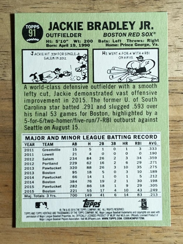 2016 Topps Heritage #91 Jackie Bradley Jr.
