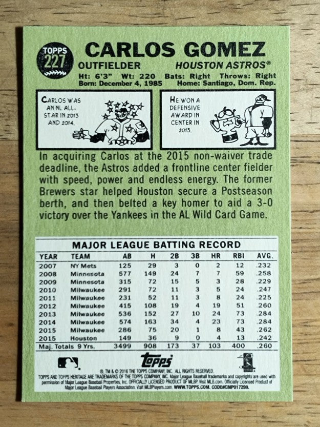 2016 Topps Heritage #227 Carlos Gomez