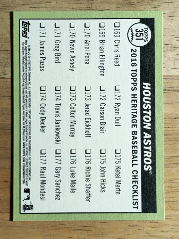2016 Topps Heritage #351 Houston Astros