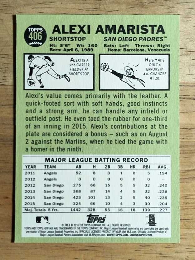 2016 Topps Heritage #406 Alexi Amarista