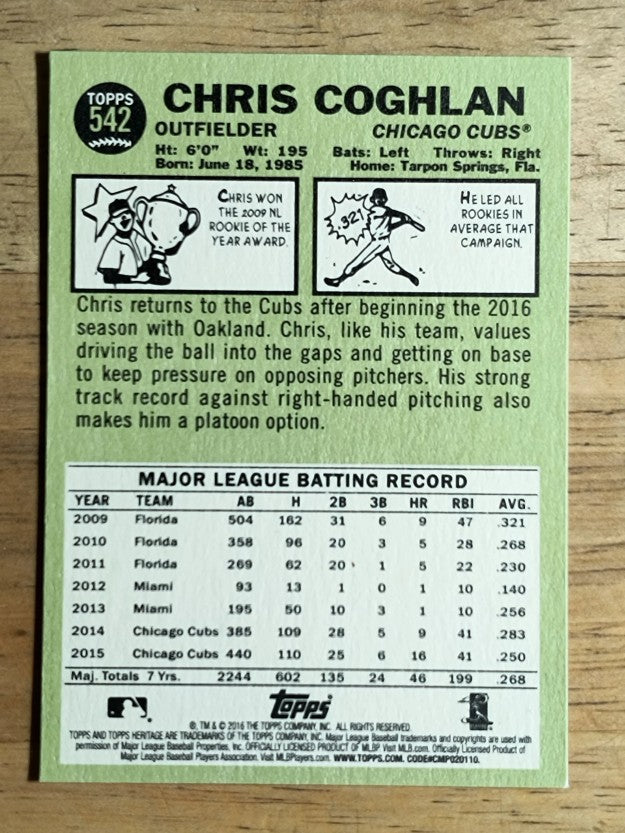 2016 Topps Heritage #542 Chris Coghlan