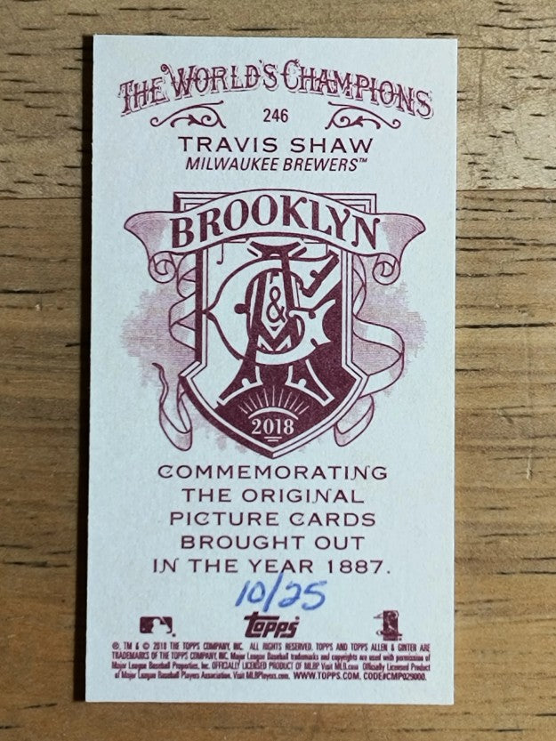 2018 Topps Allen and Ginter Mini Brooklyn Back #246 Travis Shaw
