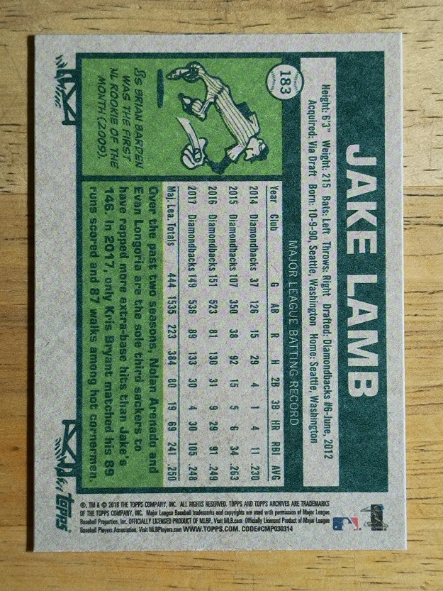 2018 Topps Archives #183 Jake Lamb