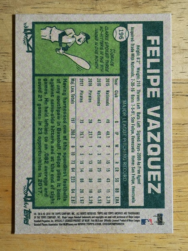 2018 Topps Archives #196 Felipe Vazquez