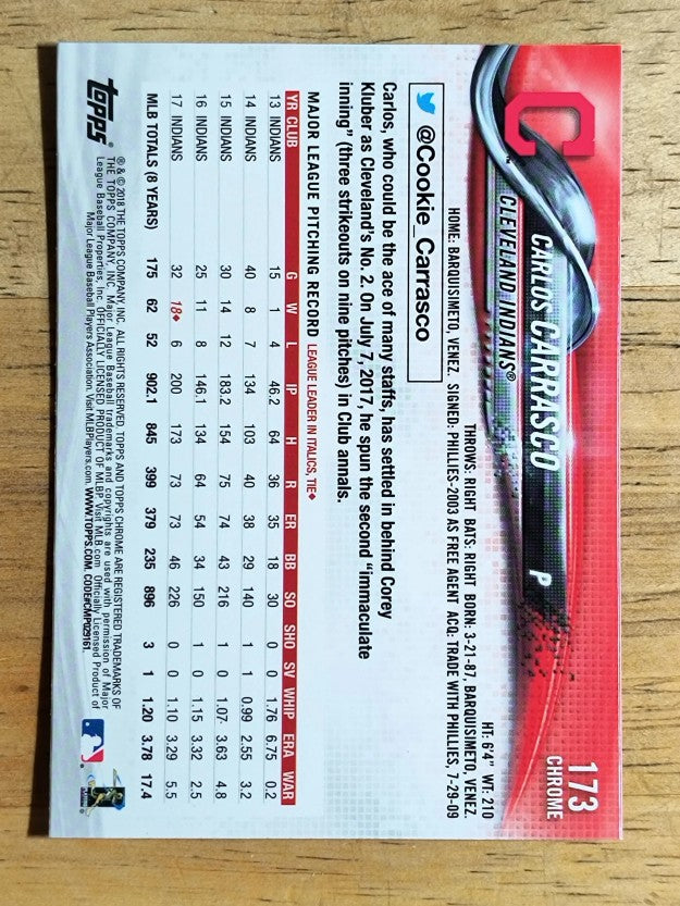 2018 Topps Chrome #173 Carlos Carrasco