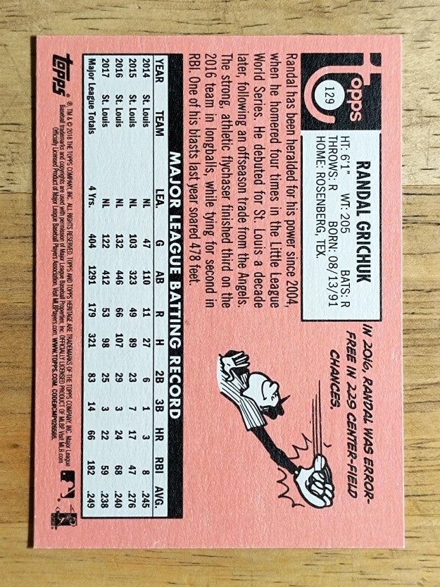 2018 Topps Heritage #129 Randal Grichuk