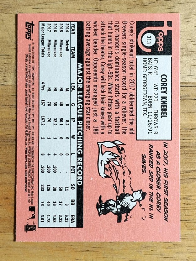 2018 Topps Heritage #313 Corey Knebel