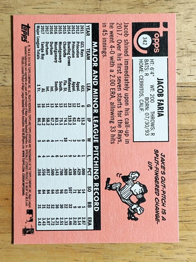 2018 Topps Heritage #342 Jacob Faria
