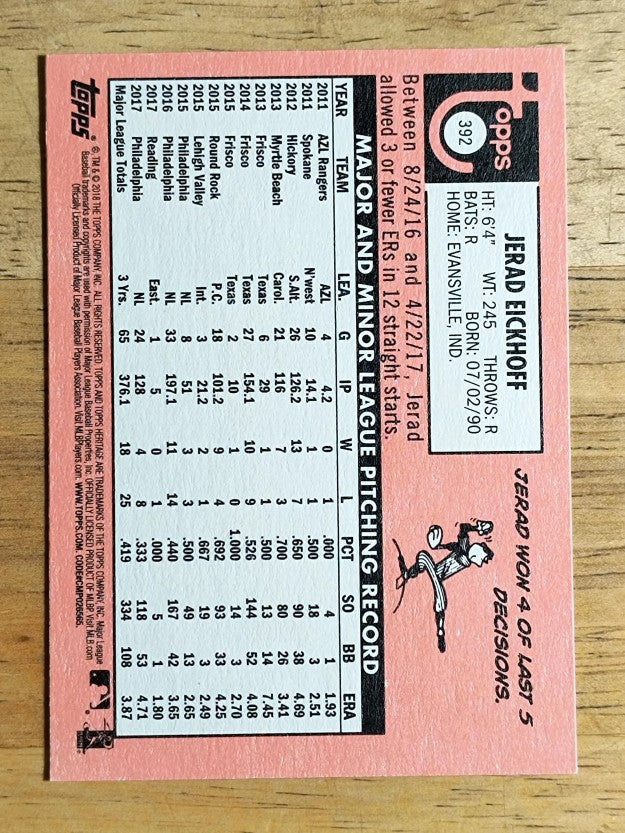 2018 Topps Heritage #392 Jerad Eickhoff