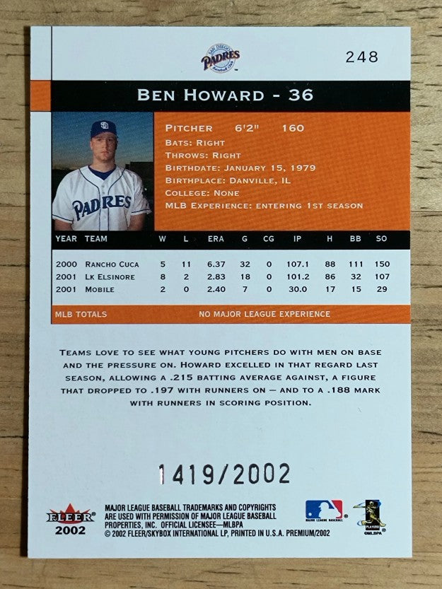2002 Fleer Premium #248 Ben Howard UPD RC