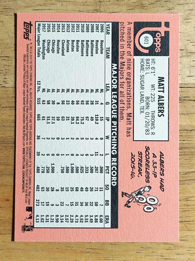 2018 Topps Heritage #601 Matt Albers