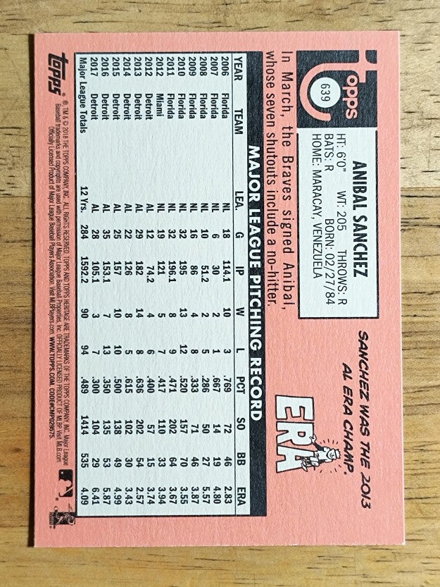 2018 Topps Heritage #639 Anibal Sanchez