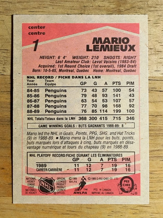 1989-90 O-Pee-Chee #1 Mario Lemieux (NM)