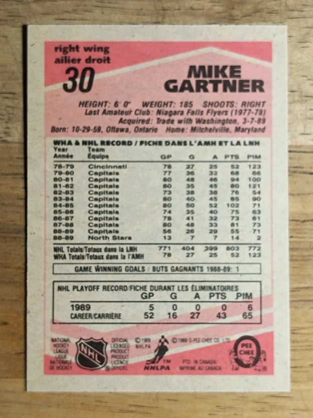 1989-90 O-Pee-Chee #30 Mike Gartner