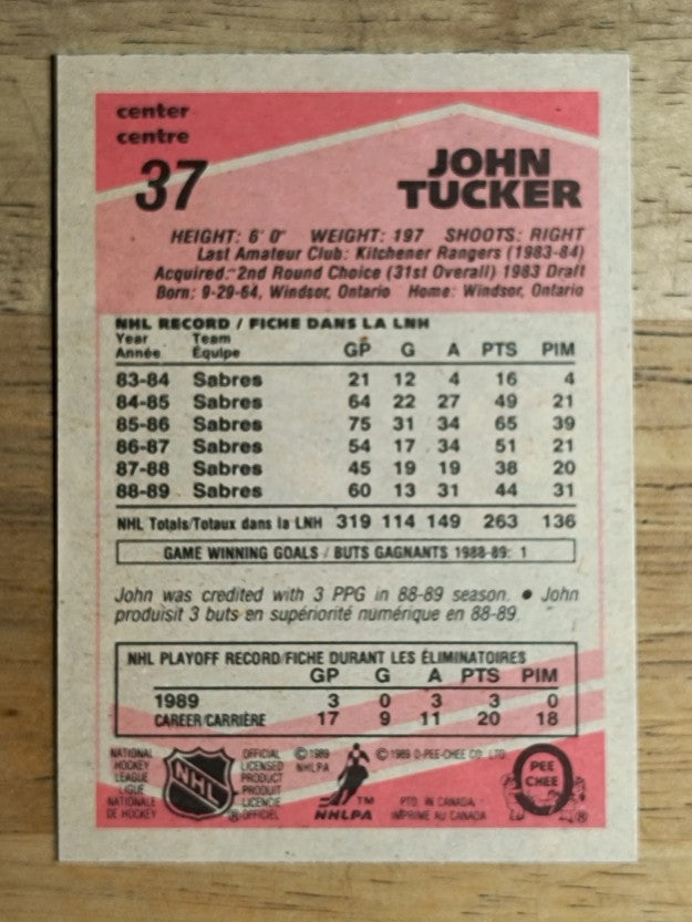 1989-90 O-Pee-Chee #37 John Tucker