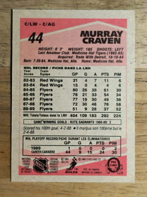 1989-90 O-Pee-Chee #44 Murray Craven