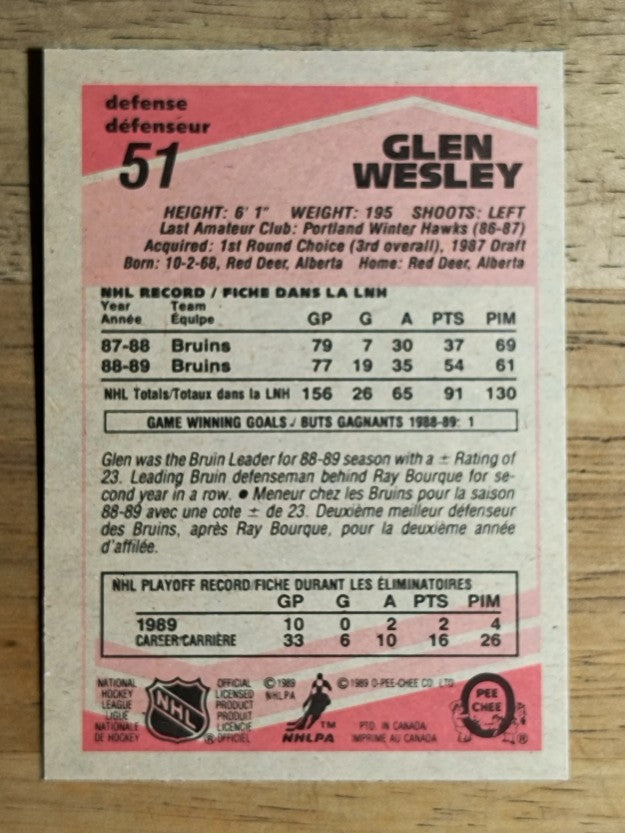 1989-90 O-Pee-Chee #51 Glen Wesley