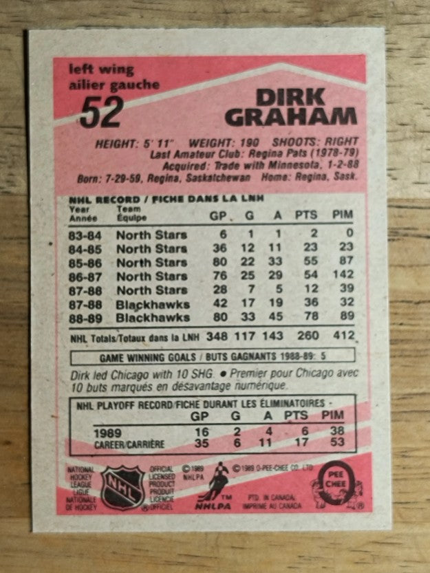 1989-90 O-Pee-Chee #52 Dirk Graham