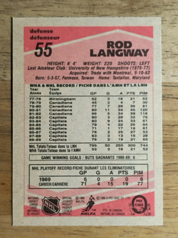 1989-90 O-Pee-Chee #55 Rod Langway