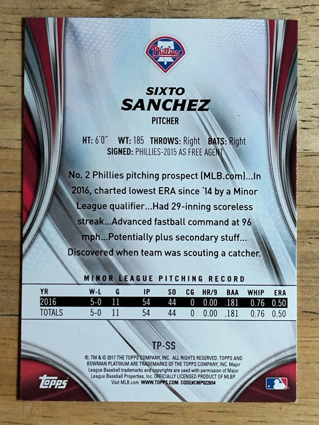 2017 Bowman Platinum Top Prospects #TPSS Sixto Sanchez