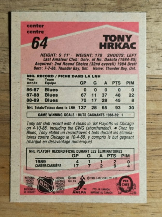 1989-90 O-Pee-Chee #64 Tony Hrkac