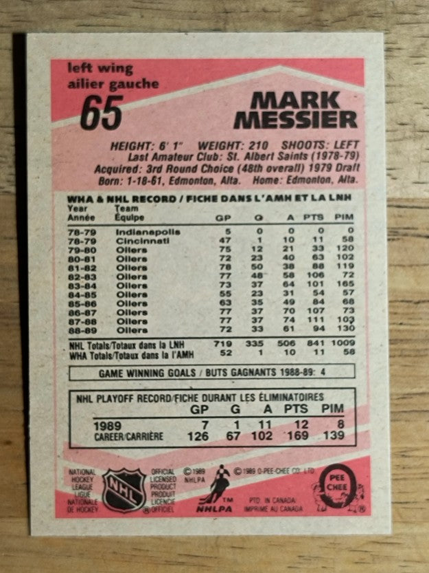 1989-90 O-Pee-Chee #65 Mark Messier