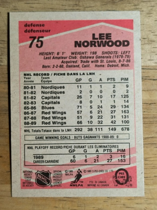 1989-90 O-Pee-Chee #75 Lee Norwood