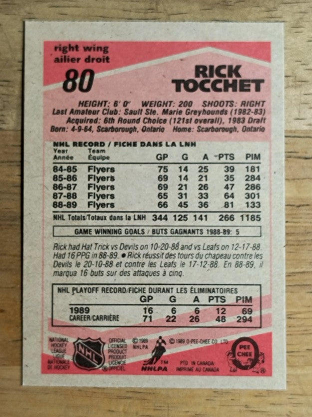 1989-90 O-Pee-Chee #80 Rick Tocchet