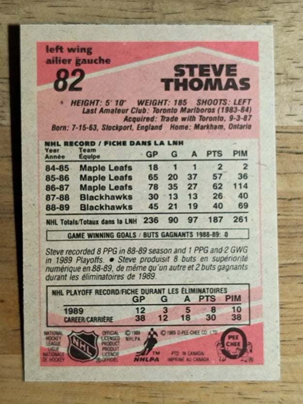 1989-90 O-Pee-Chee #82 Steve Thomas