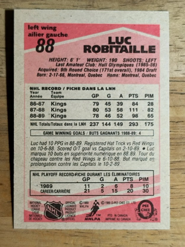 1989-90 O-Pee-Chee #88 Luc Robitaille