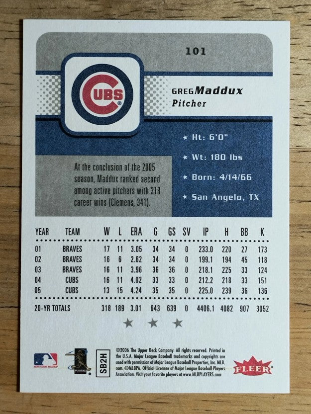 2006 Fleer #101 Greg Maddux