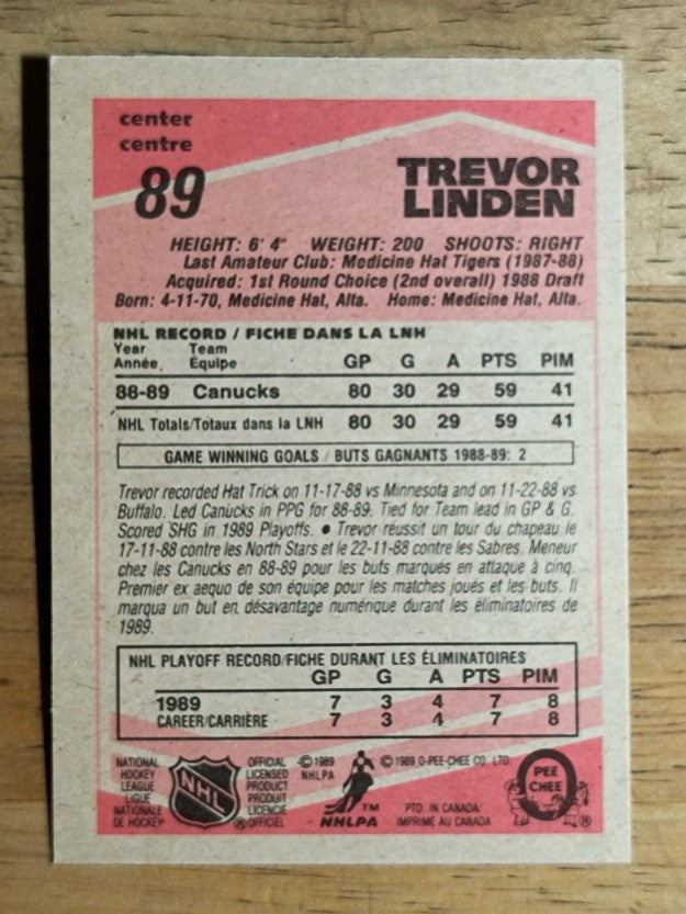 1989-90 O-Pee-Chee #89 Trevor Linden RC