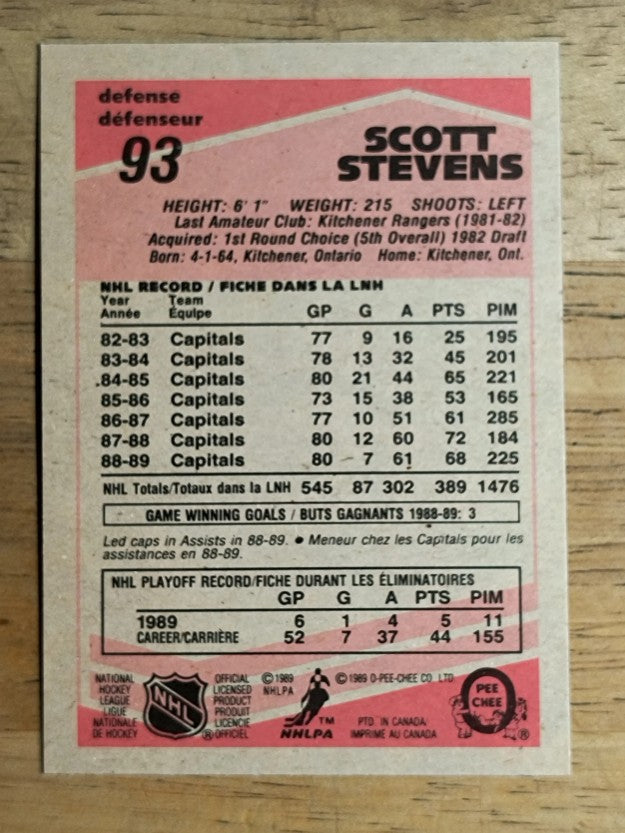 1989-90 O-Pee-Chee #93 Scott Stevens