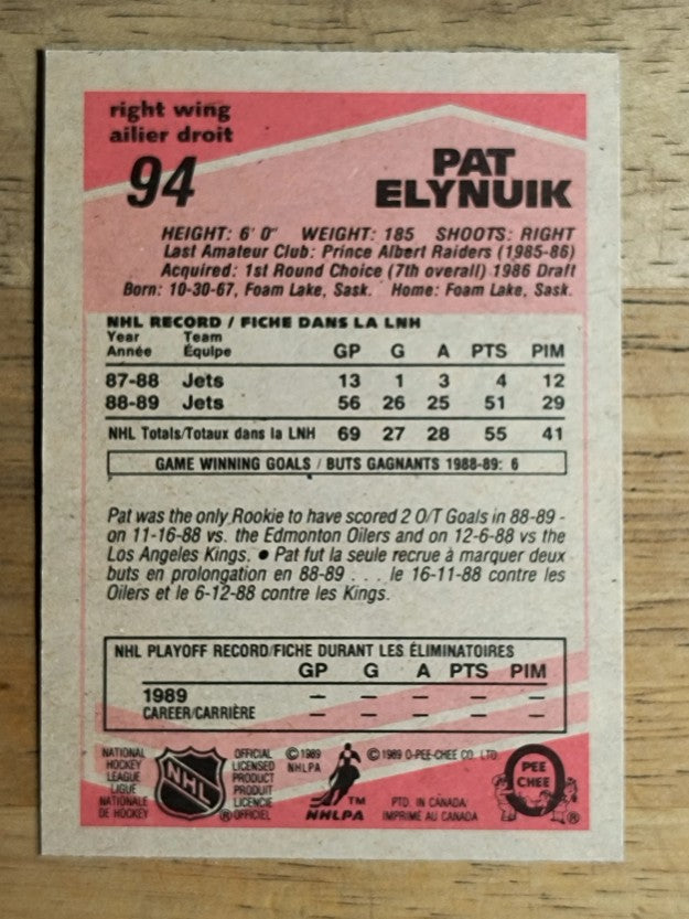 1989-90 O-Pee-Chee #94 Pat Elynuik RC