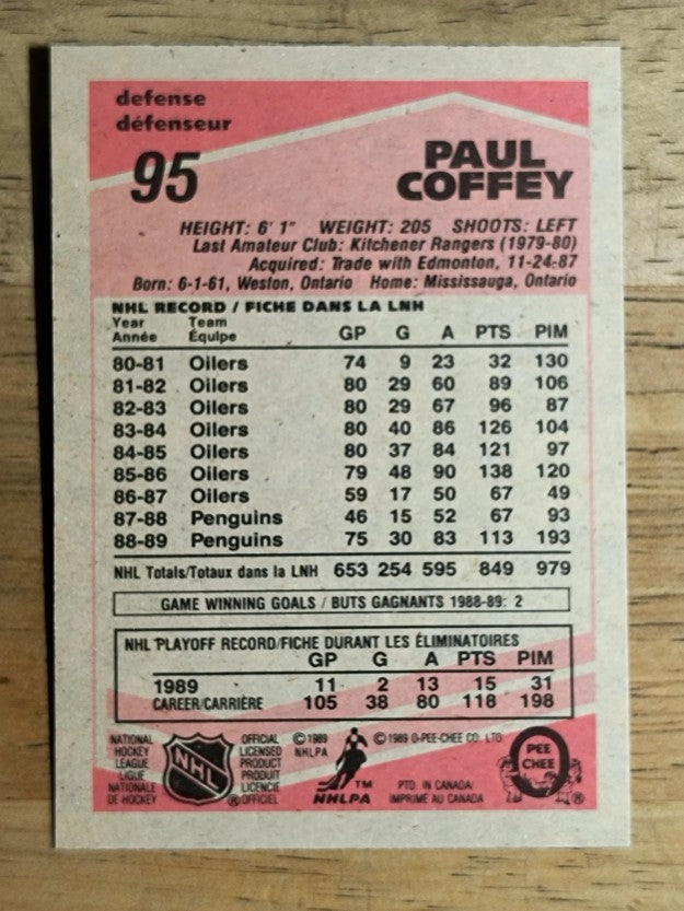 1989-90 O-Pee-Chee #95 Paul Coffey