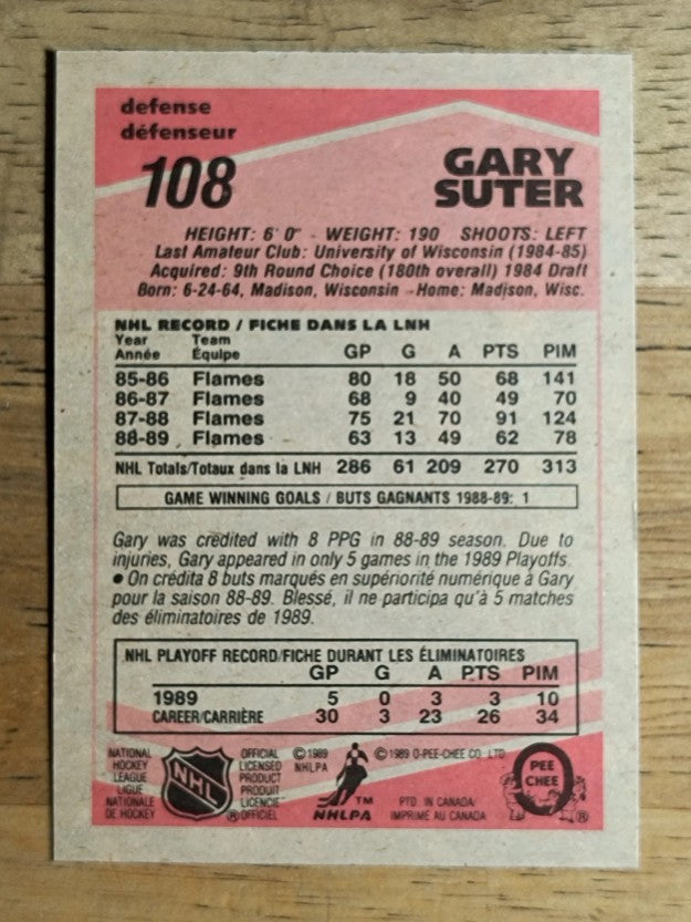 1989-90 O-Pee-Chee #108 Gary Suter