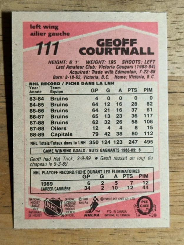 1989-90 O-Pee-Chee #111 Geoff Courtnall RC