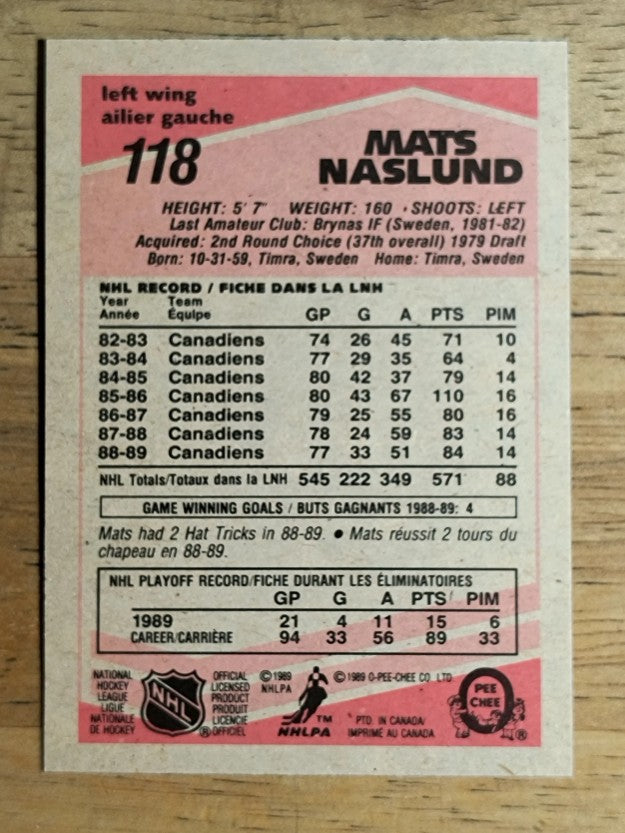 1989-90 O-Pee-Chee #118 Mats Naslund