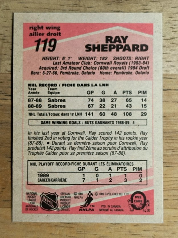 1989-90 O-Pee-Chee #119 Ray Sheppard