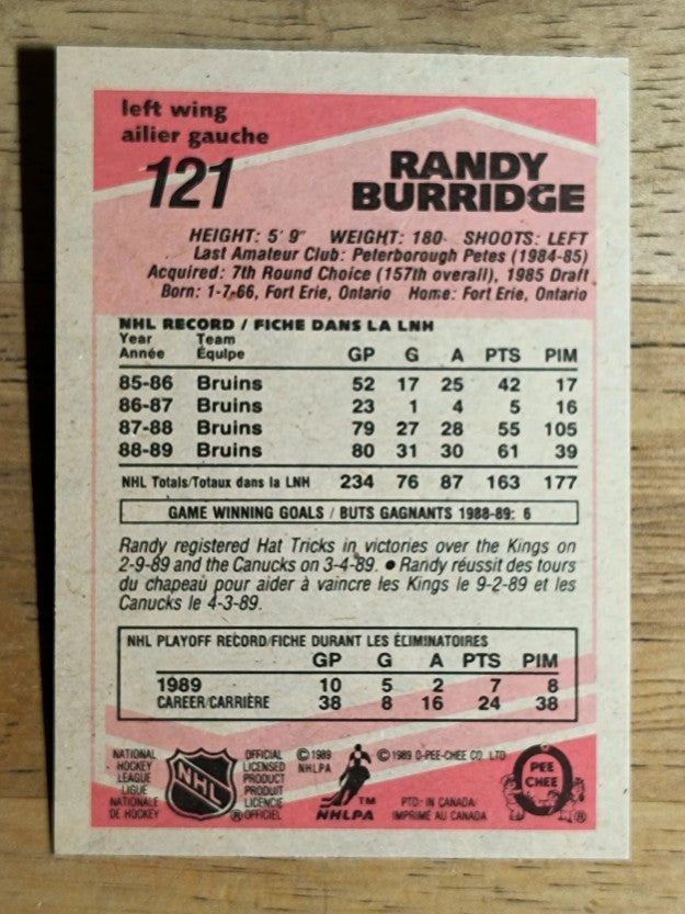 1989-90 O-Pee-Chee #121 Randy Burridge