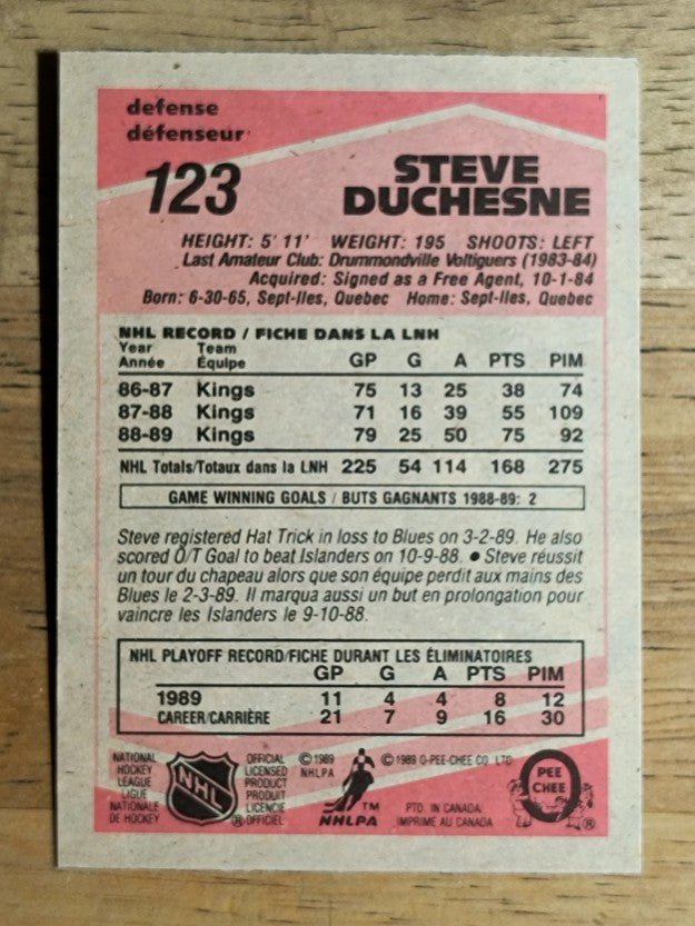 1989-90 O-Pee-Chee #123 Steve Duchesne