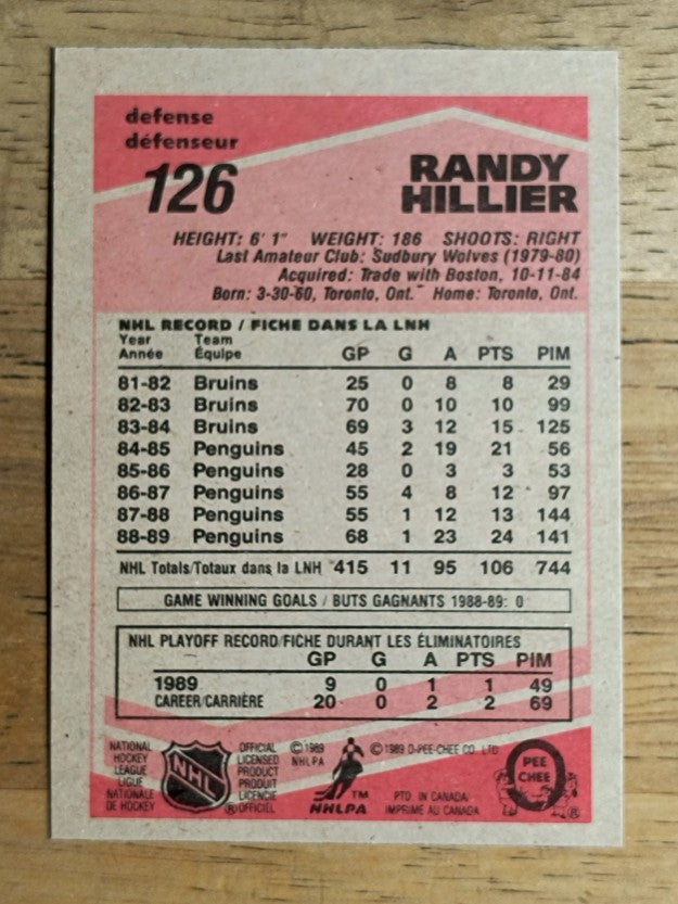 1989-90 O-Pee-Chee #126 Randy Hillier