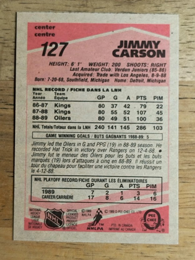 1989-90 O-Pee-Chee #127 Jimmy Carson