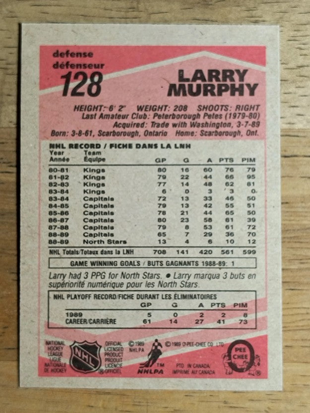 1989-90 O-Pee-Chee #128 Larry Murphy