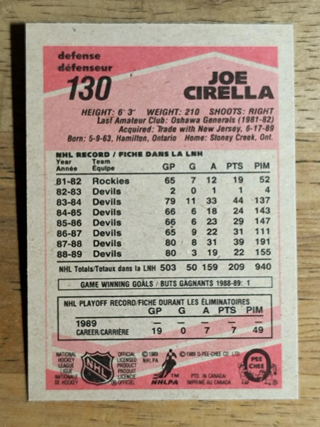 1989-90 O-Pee-Chee #130 Joe Cirella