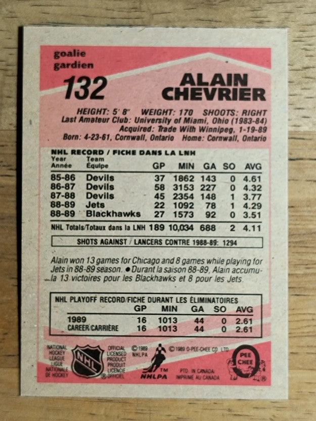 1989-90 O-Pee-Chee #132 Alain Chevrier