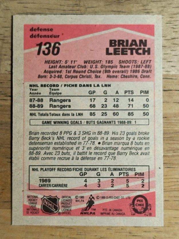 1989-90 O-Pee-Chee #136 Brian Leetch RC