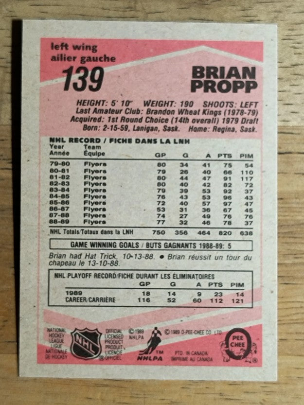 1989-90 O-Pee-Chee #139 Brian Propp