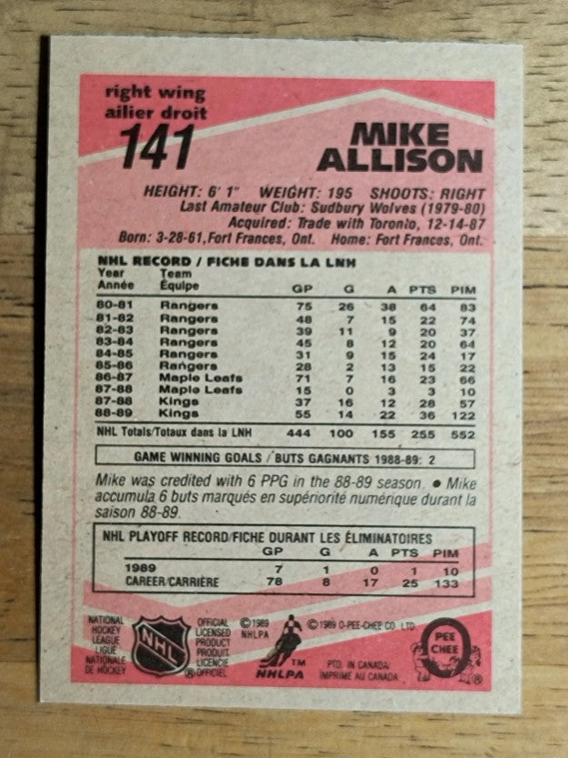 1989-90 O-Pee-Chee #141 Mike Allison
